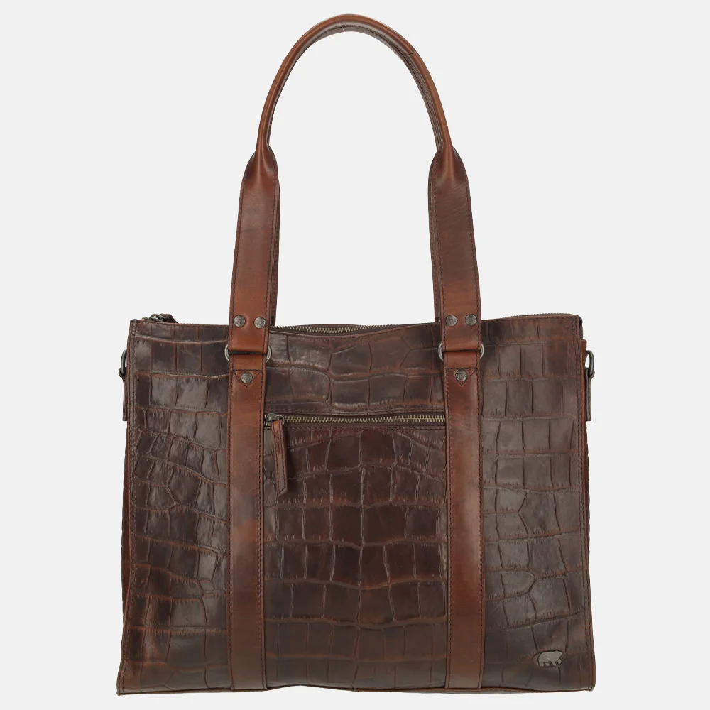 Bear Design 1vaks croco laptoptas 16 inch donkerbruin bij Duifhuizen