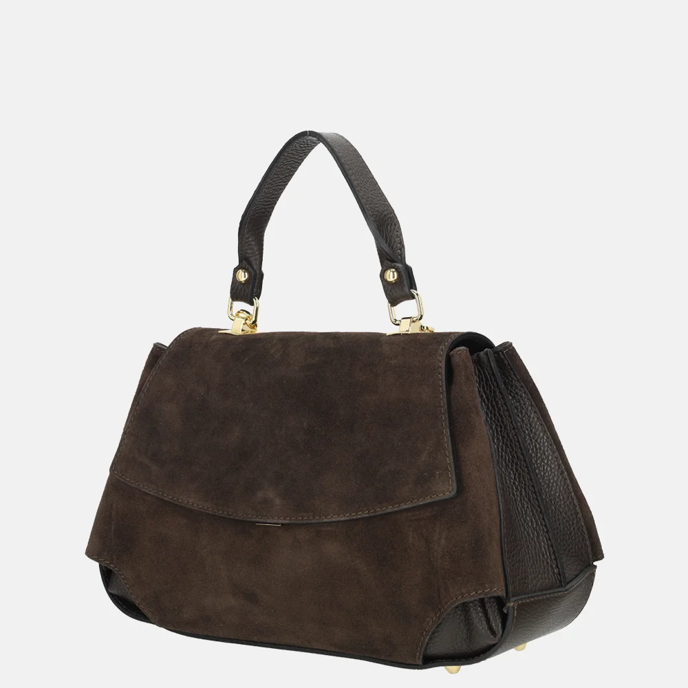 Charm London overslag handtas suede donkerbruin bij Duifhuizen