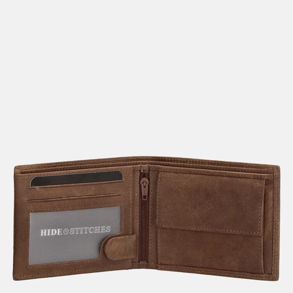 Hide & Stitches portemonnee donkerbruin bij Duifhuizen
