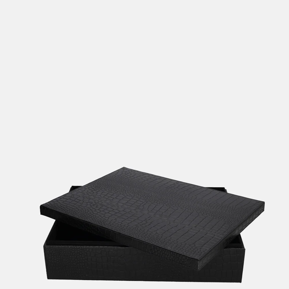 Chamada leren opbergbox rechthoek croco large black bij Duifhuizen