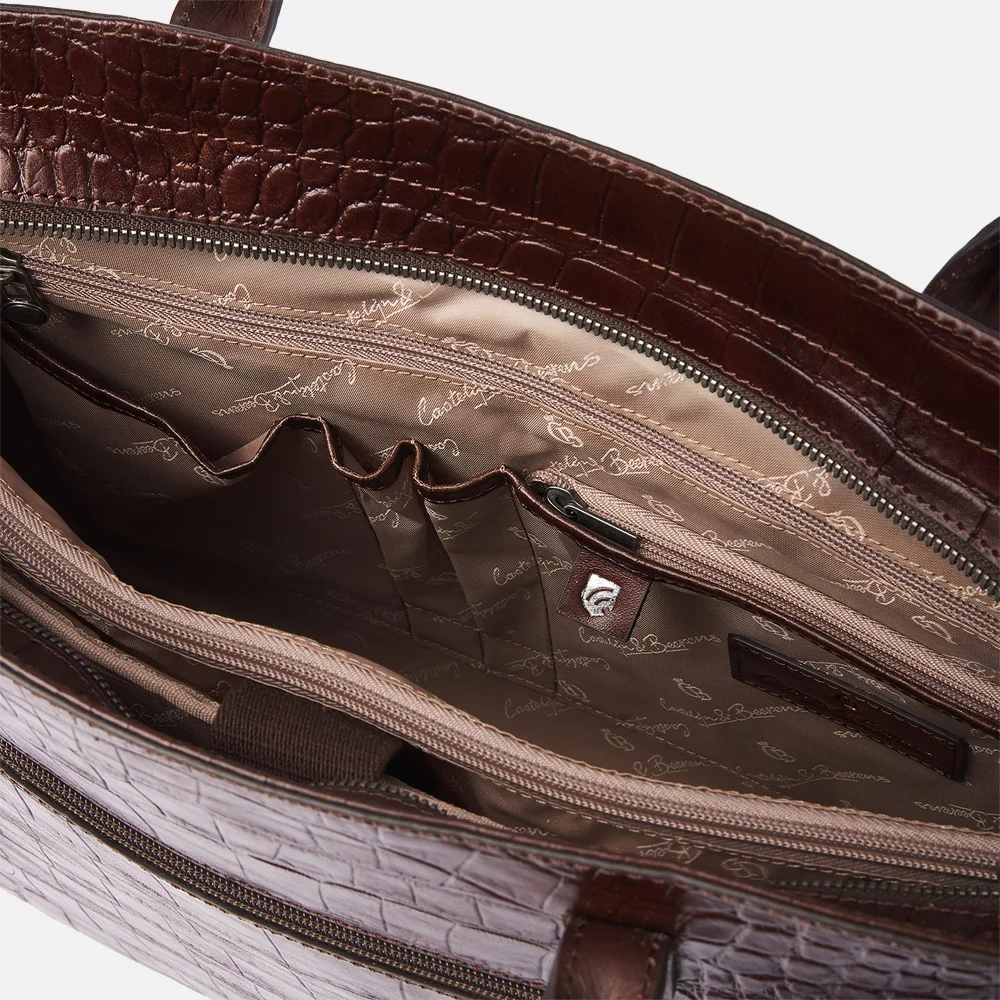 Castelijn en Beerens Tess laptoptas 15.6 inch croco mocca bij Duifhuizen