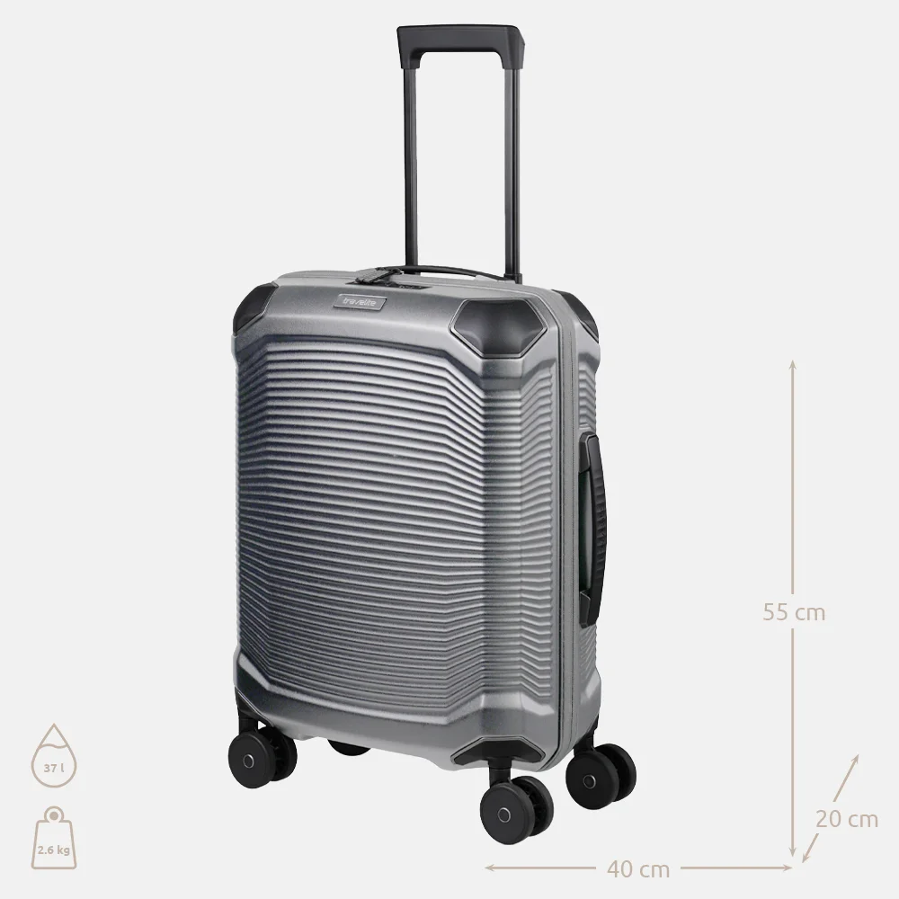 Travelite Millennium spinner 55 cm silver bij Duifhuizen