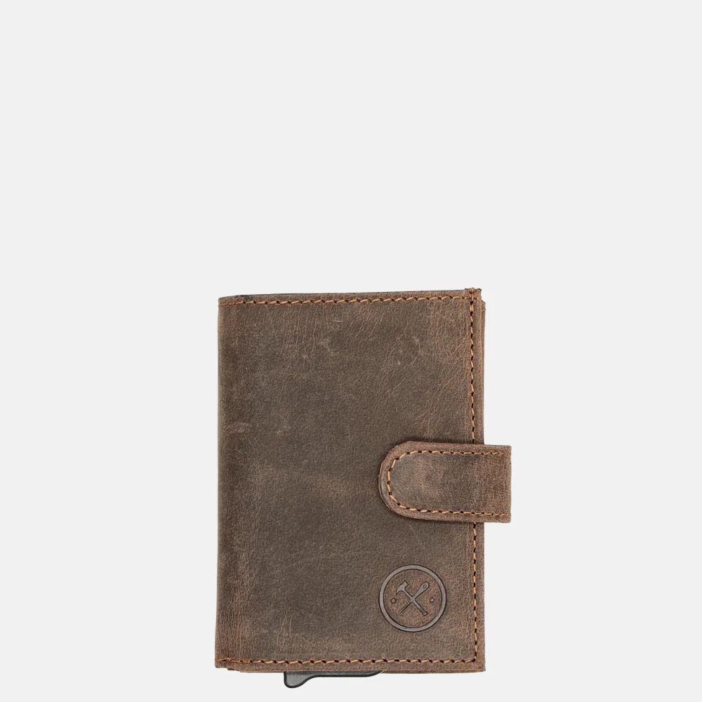 Hide & Stitches dubbele pasjeshouder donker bruin