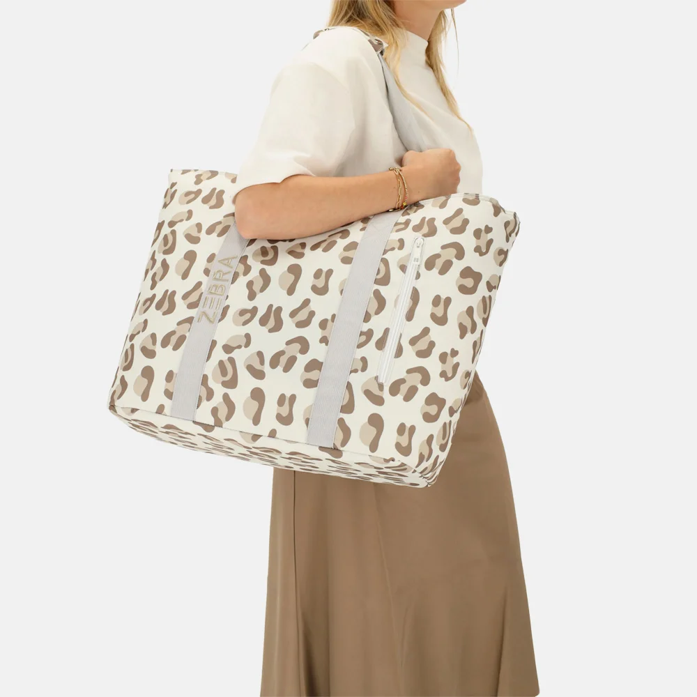 Zebra Trends strandtas met koelvak leopard beige bij Duifhuizen