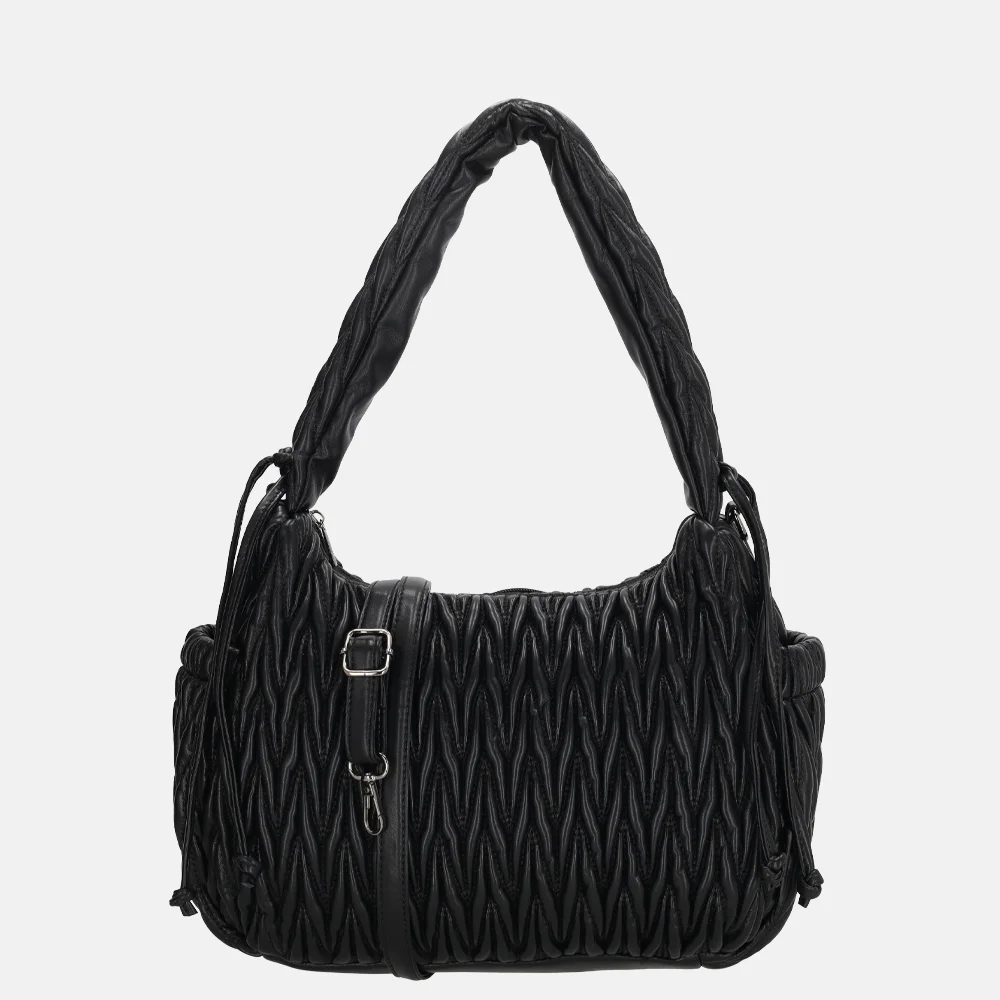 Charm London West End schoudertas smocked zwart bij Duifhuizen