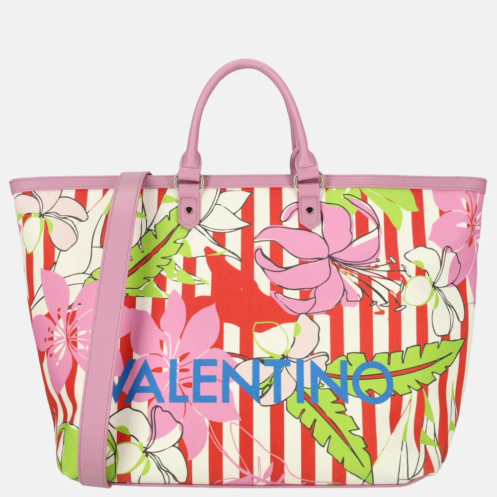 Valentino Bags Kore shopper strepen rosa/multi bij Duifhuizen