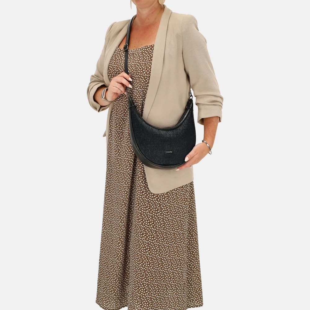 Charm London Kingsway schoudertas zwart bij Duifhuizen