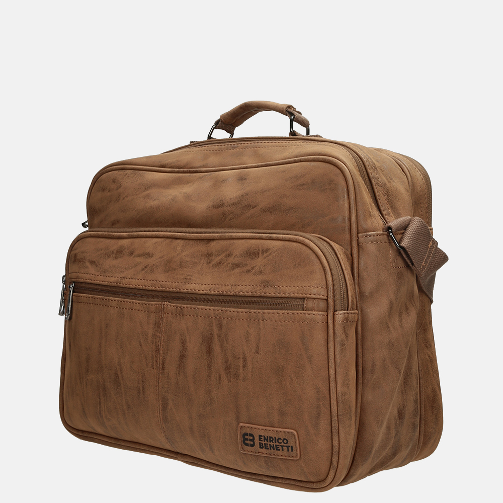 Enrico Benetti Rotterdam laptoptas 15 inch camel bij Duifhuizen
