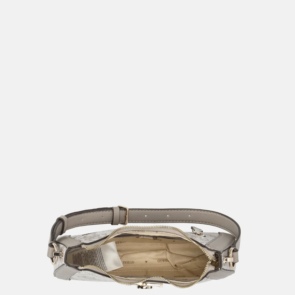 Guess Karnilla schoudertas dark taupe logo bij Duifhuizen