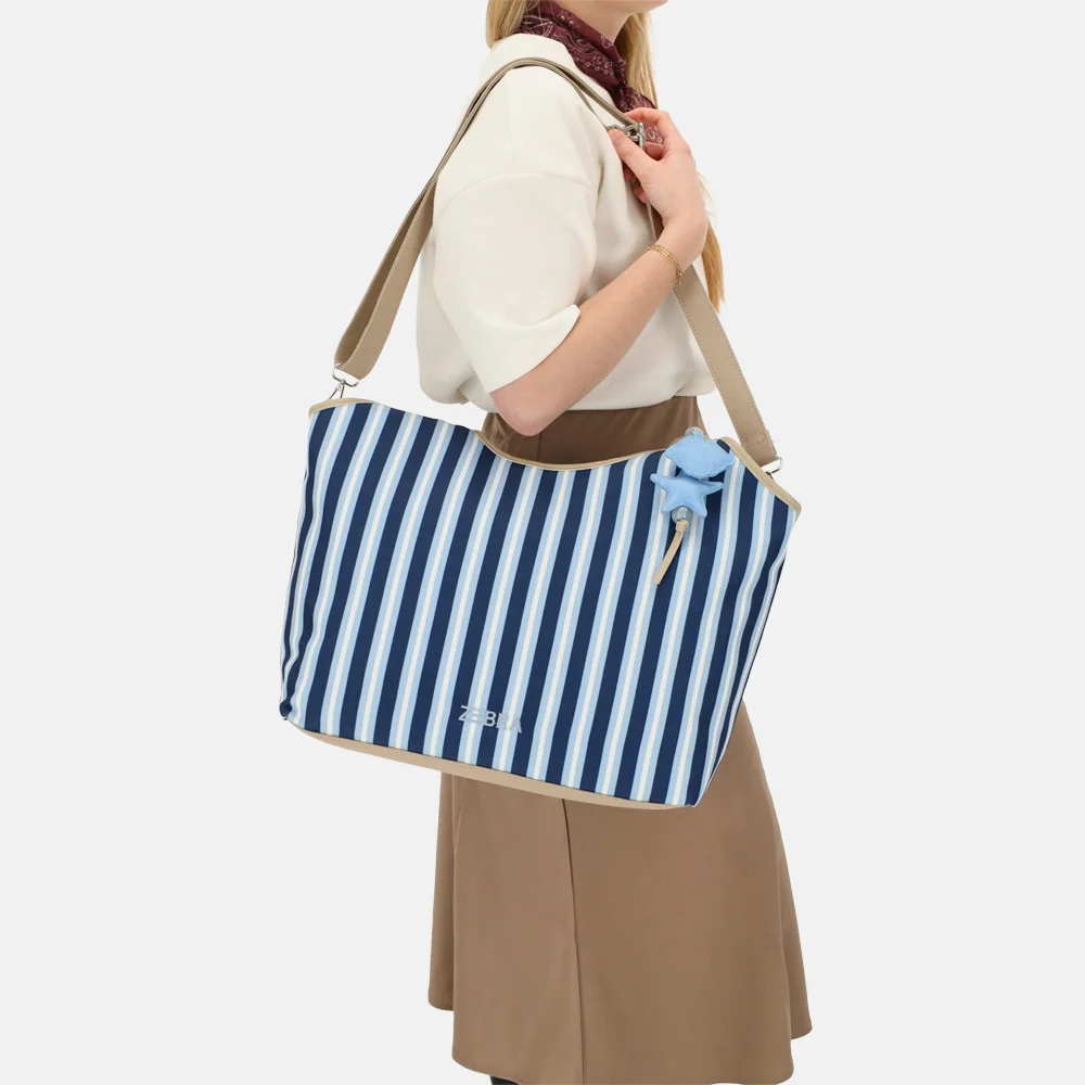 Zebra Trends Mira shopper streep middenblauw bij Duifhuizen