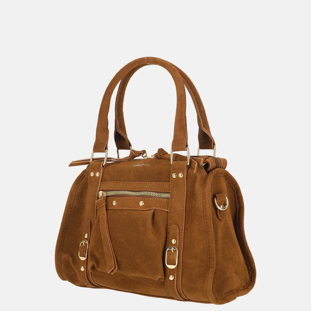 Flora & Co Suedine handtas camel bij Duifhuizen