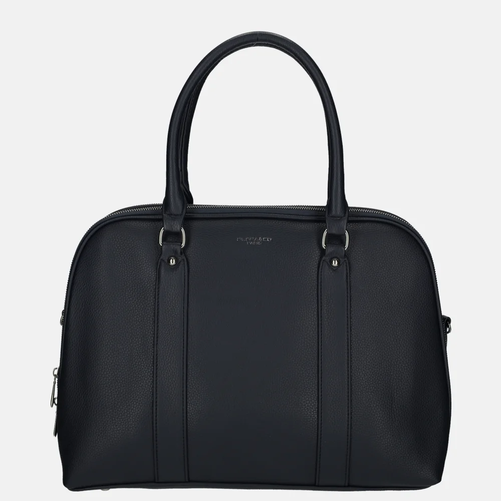 Flora & Co shopper met laptopvak navy bij Duifhuizen