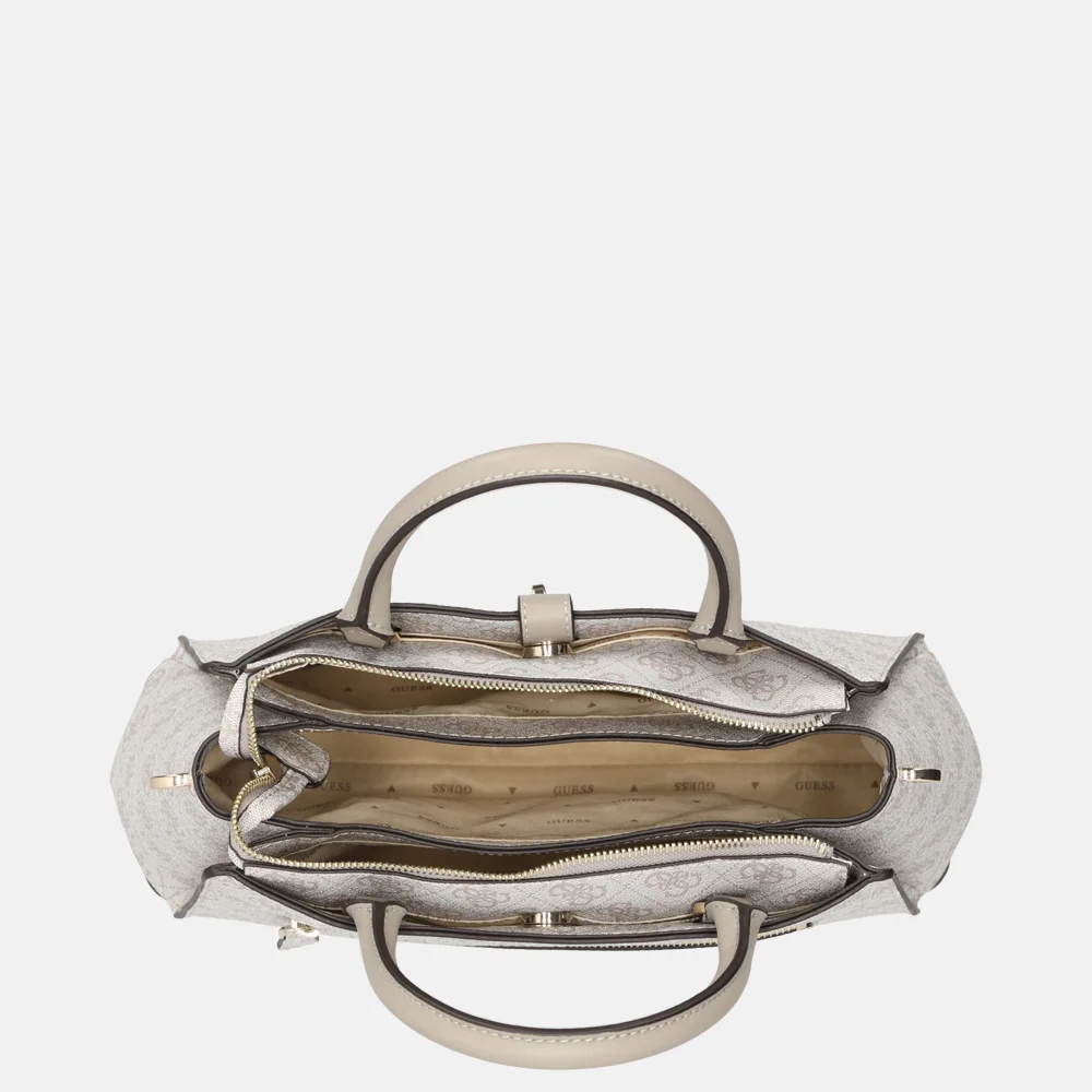 Guess Zamira Luxury handtas dark taupe logo bij Duifhuizen