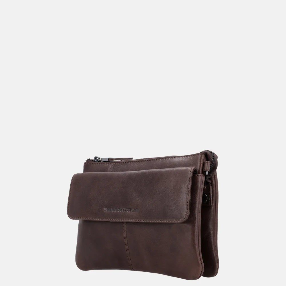 Hide & Stitches crossbody tas donkerbruin bij Duifhuizen