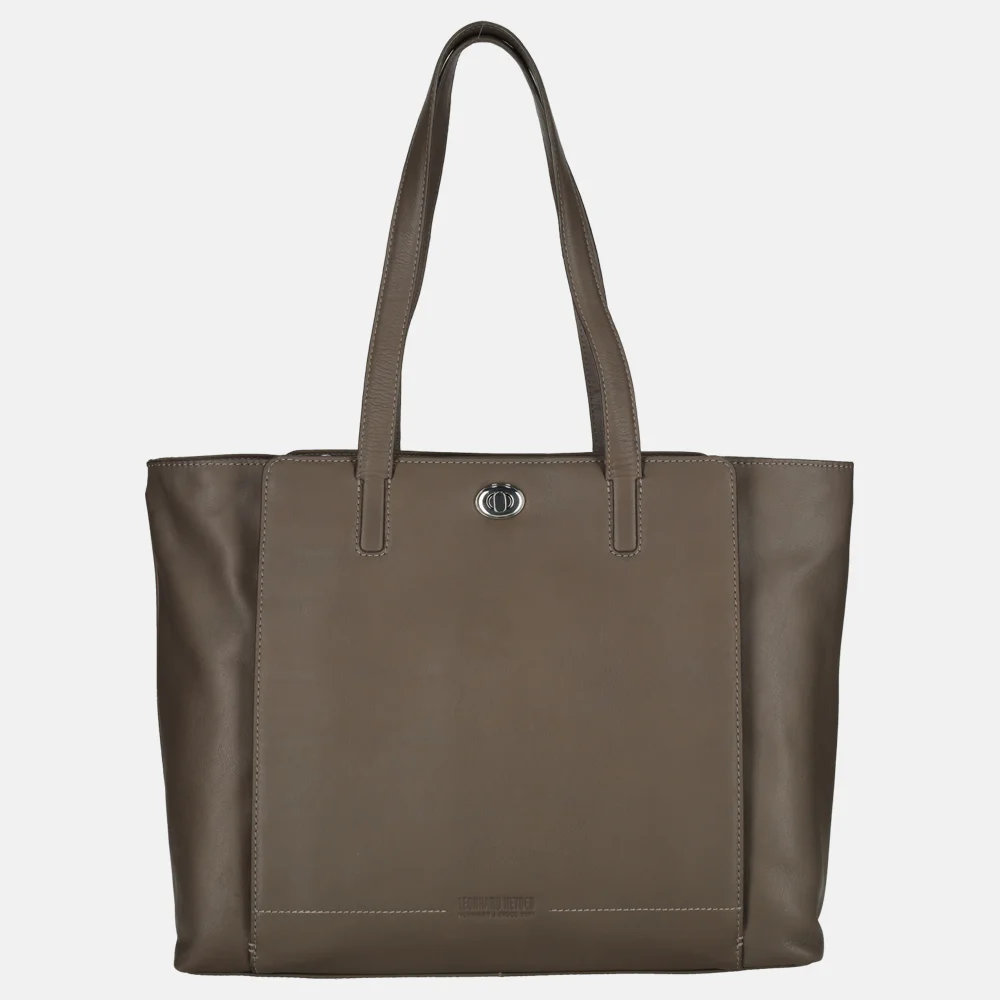 Leonhard Heyden Nizza shopper 15 inch taupe bij Duifhuizen