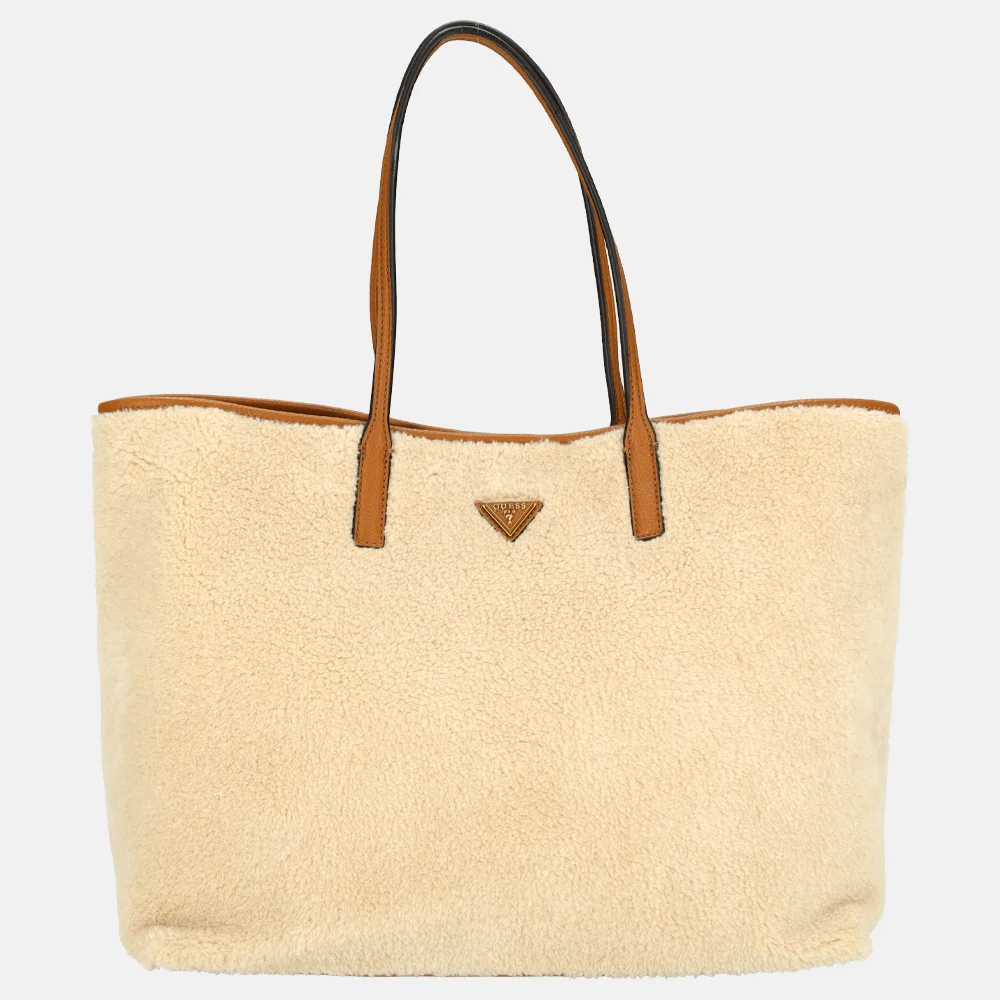 Guess Victtoria shopper L natural/cognac bij Duifhuizen