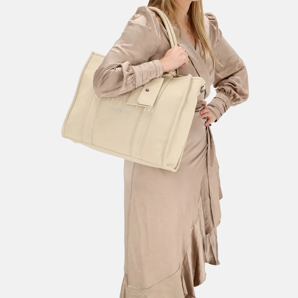 Charm London shopper/laptoptas 15 inch zand bij Duifhuizen