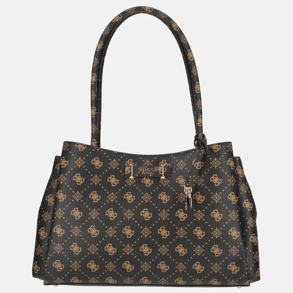 Guess Carrie girlfriend carryall schoudertas Espresso Logo bij Duifhuizen