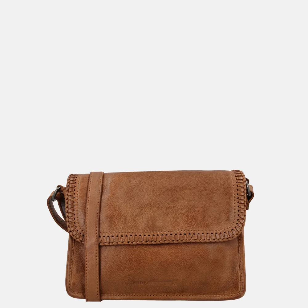 Hide & Stitches Country crossbody tas overslag camel bij Duifhuizen