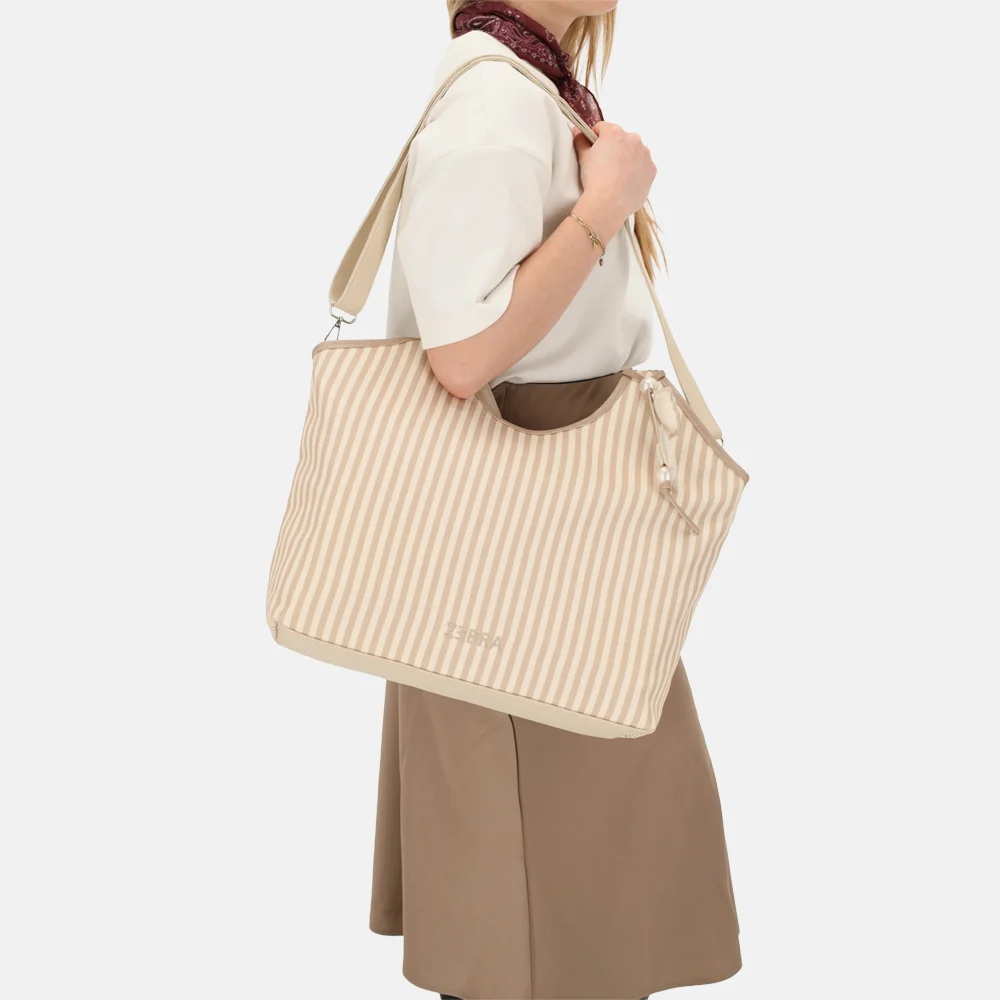Zebra Trends Mira shopper streep creme bij Duifhuizen