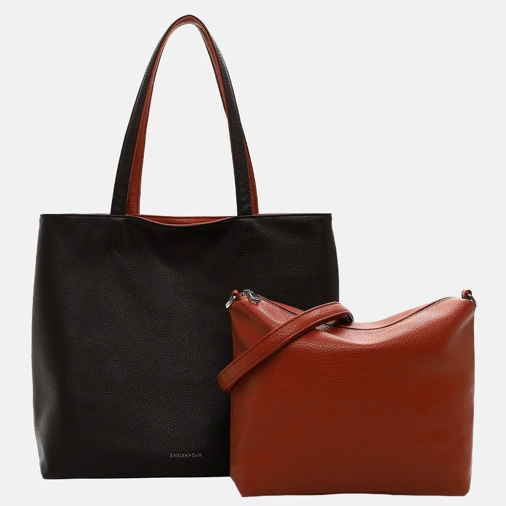 Emily & Noah Eva bag-in-bag shopper reversible rust/brown bij Duifhuizen