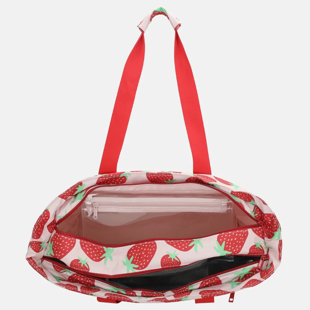 Zebra Trends strandtas met koelvak strawberry bij Duifhuizen