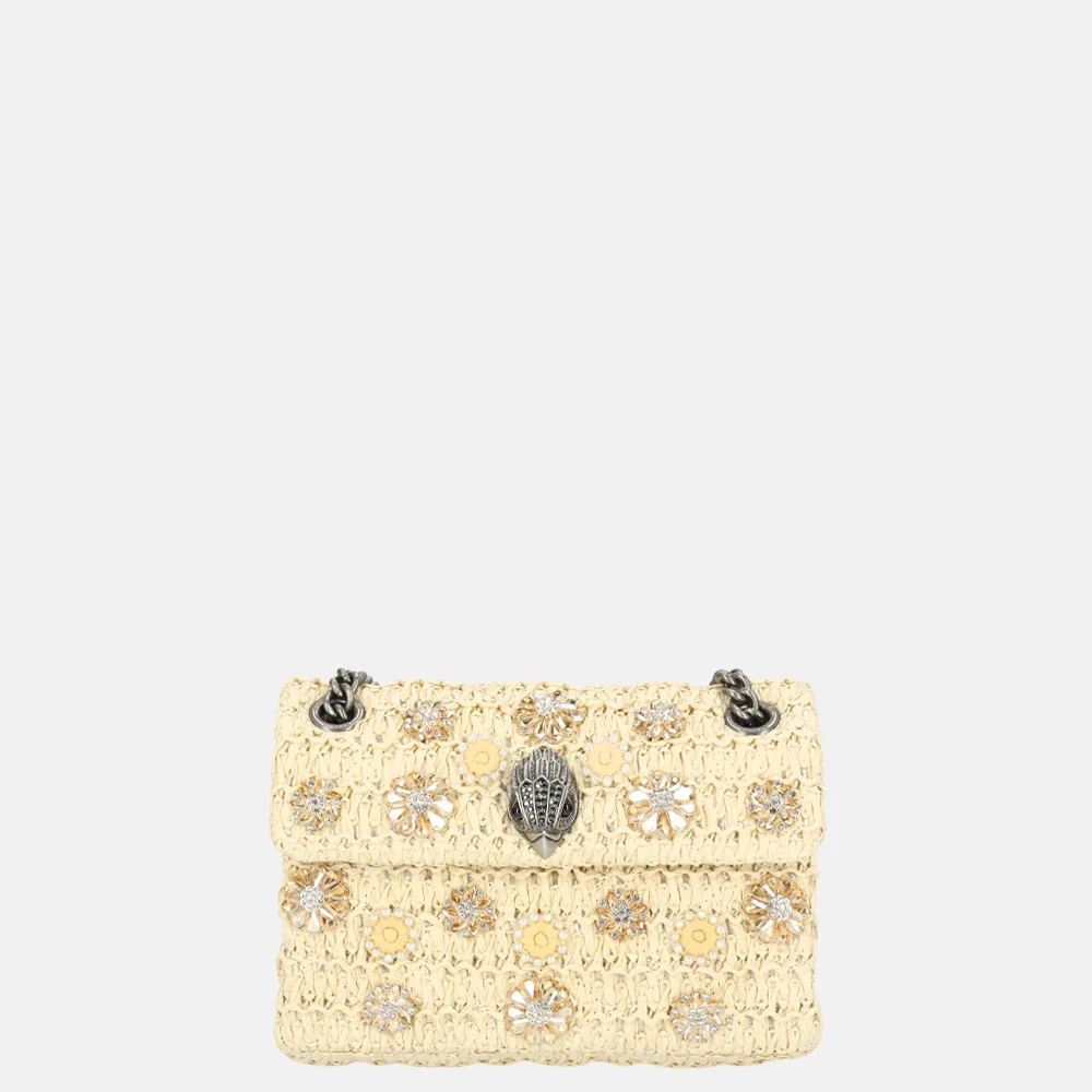 Kurt Geiger kensington schoudertas raffia mini beige bij Duifhuizen