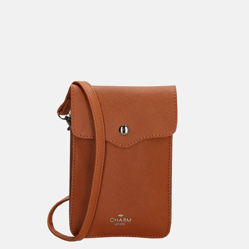 Charm London Saffiano telefoontas cognac