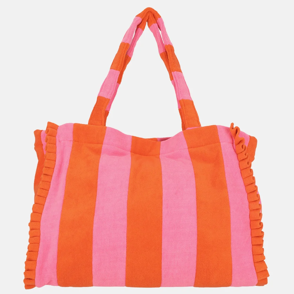 Laurent David Zara strandtas/shopper badstof roze/rood bij Duifhuizen