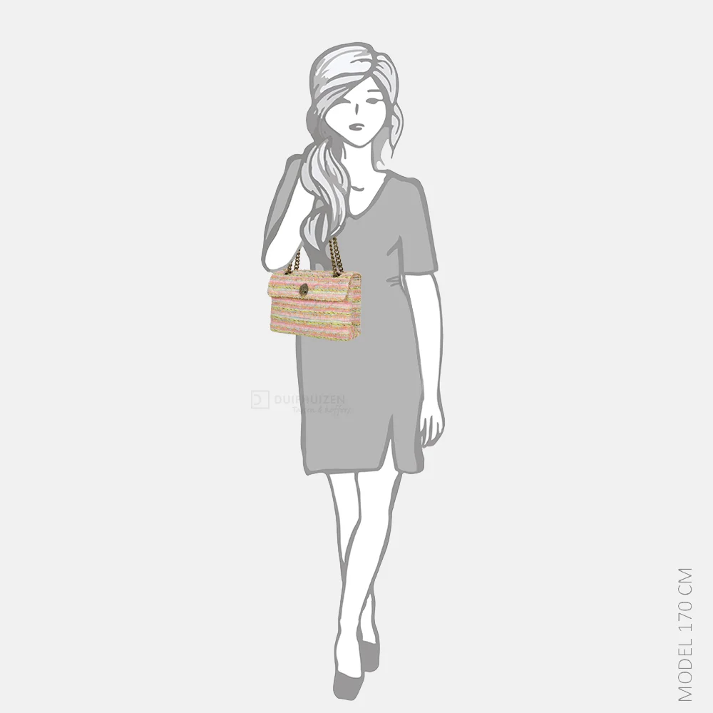 Kurt Geiger Kensington schoudertas tweed M pink comb bij Duifhuizen