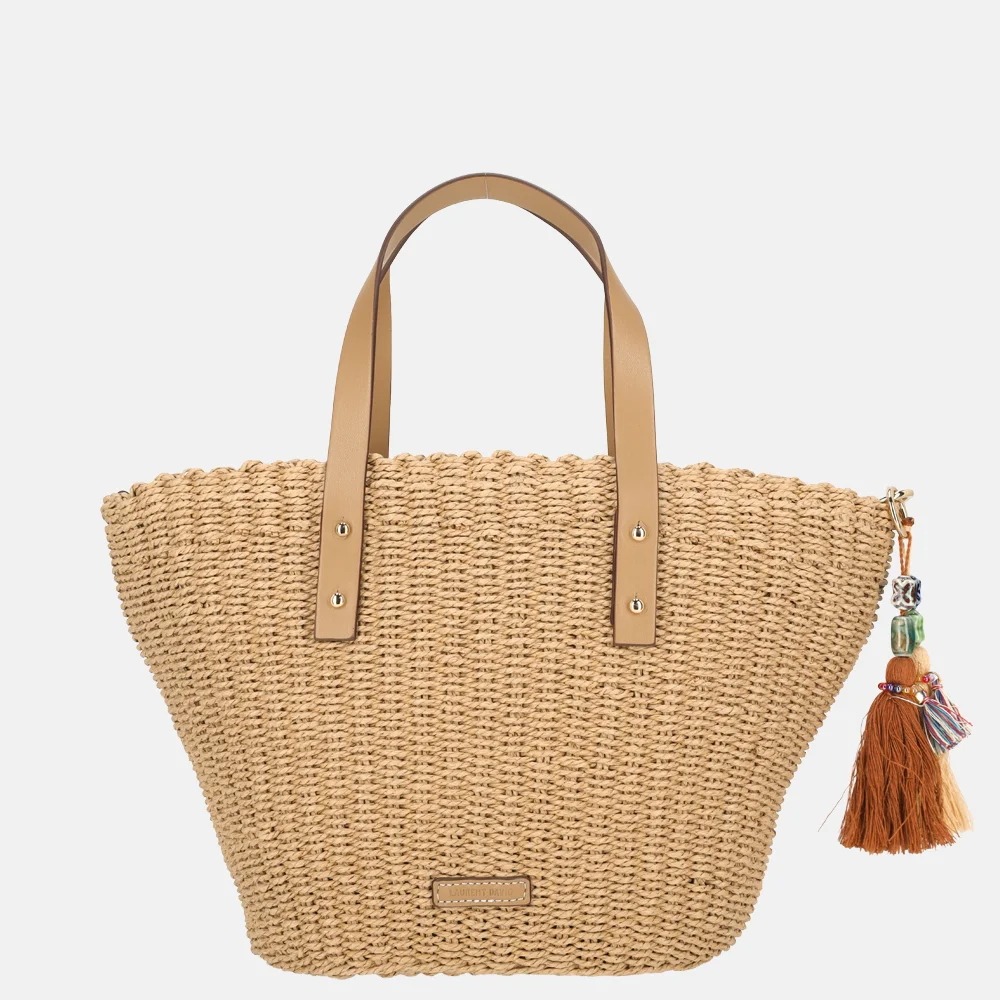 Laurent David Leo handtas M raffia taupe bij Duifhuizen