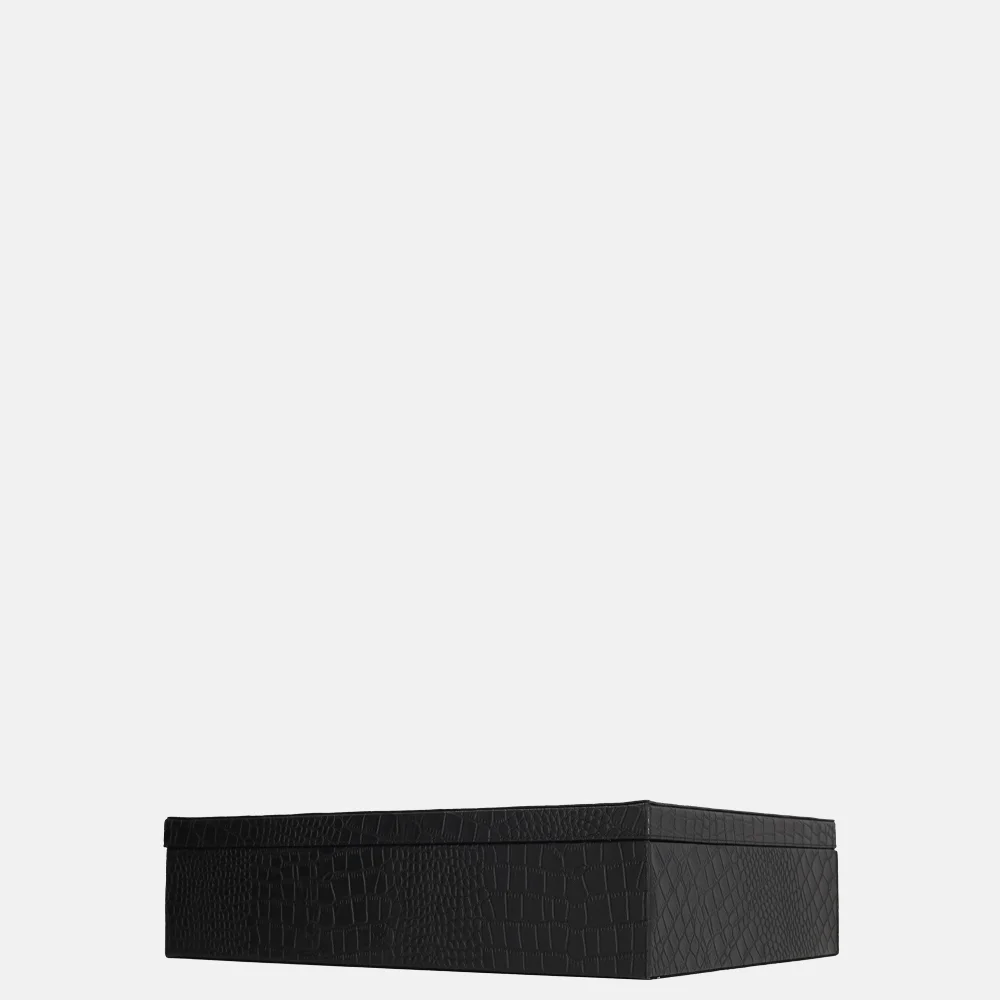 Chamada leren opbergbox rechthoek croco large black bij Duifhuizen