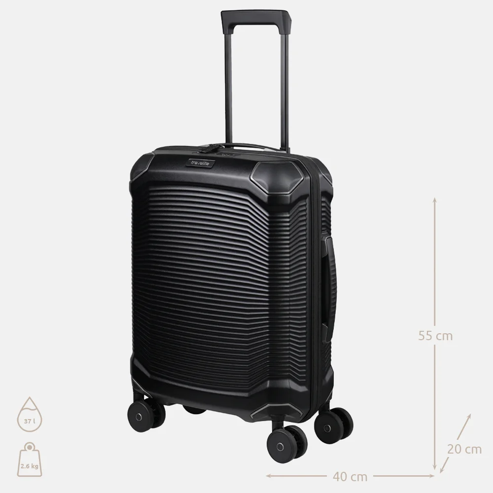 Travelite Millennium spinner handbagage koffer 55 cm black bij Duifhuizen