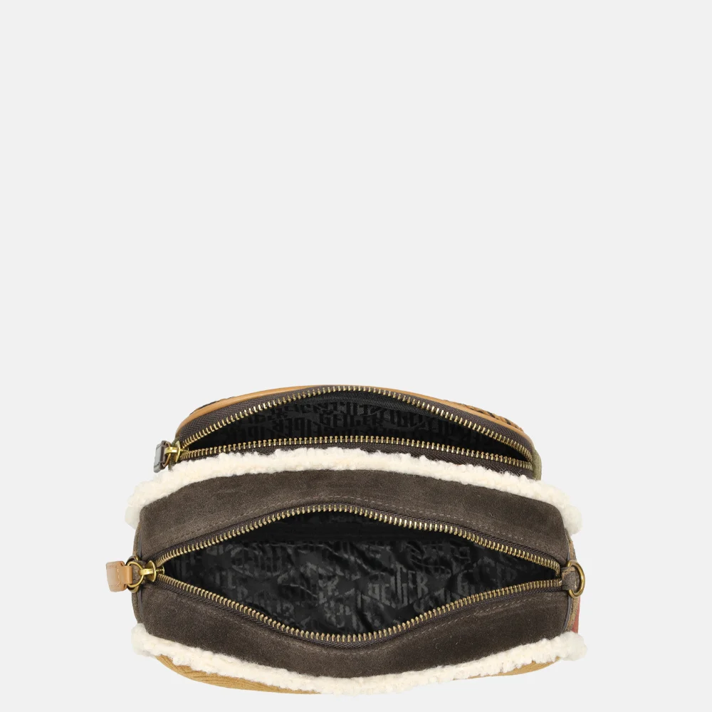 Kurt Geiger Southbank schoudertas suede camel multi bij Duifhuizen