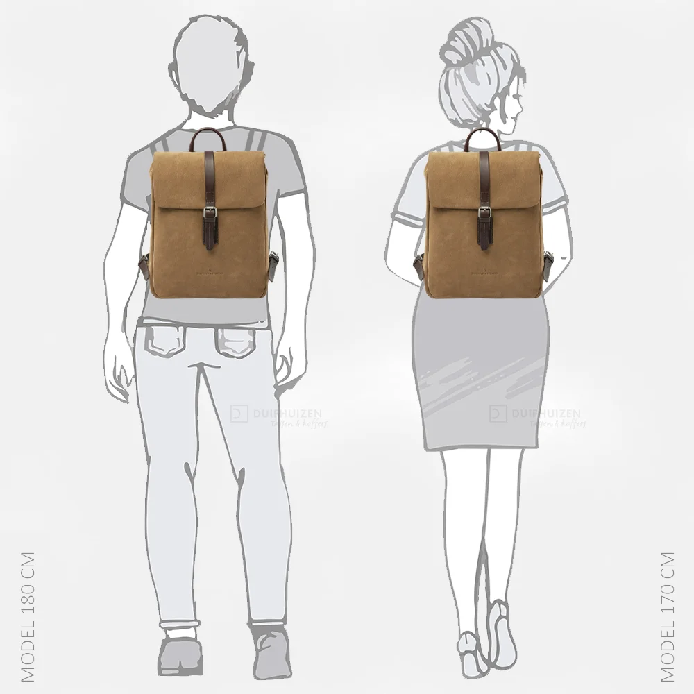 Castelijn en Beerens Nubuck rugzak 15 inch taupe bij Duifhuizen