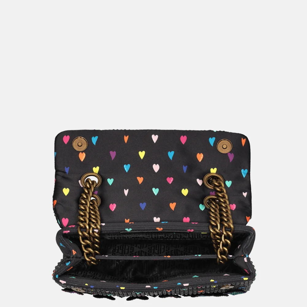 Kurt Geiger Kensington Fabric schoudertas M harten studs black bij Duifhuizen