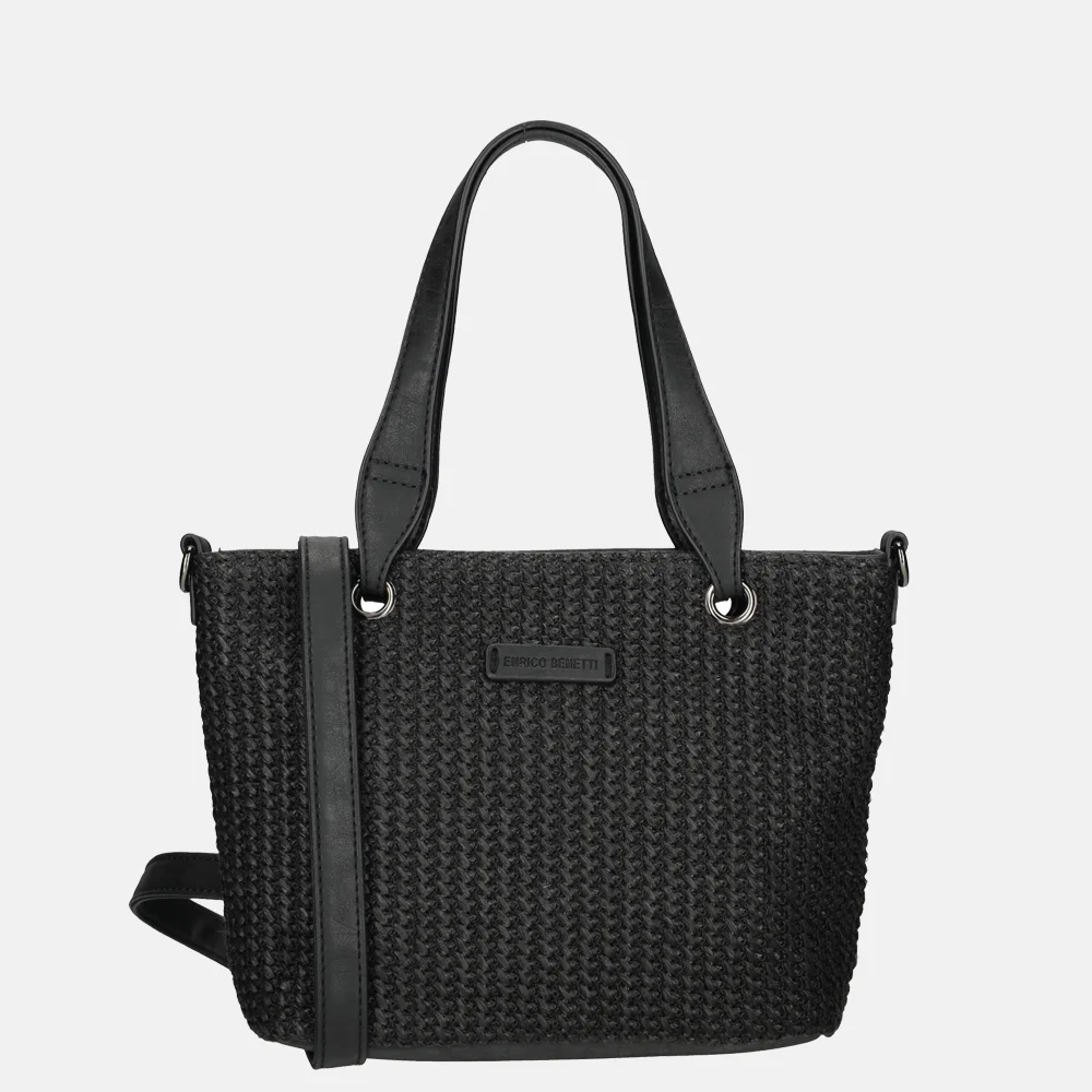 Enrico Benetti Raffia handtas S zwart bij Duifhuizen