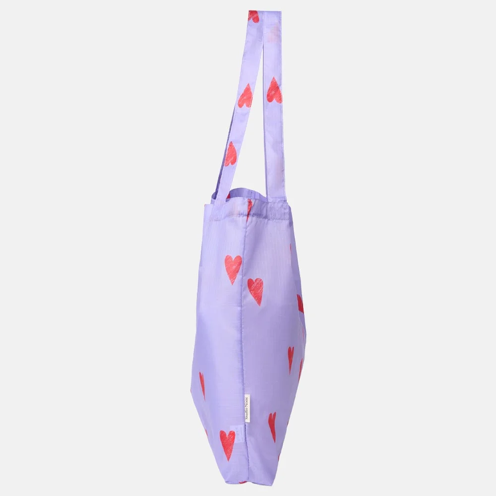 Studio Noos shopper boodschappentas lilac hearts bij Duifhuizen