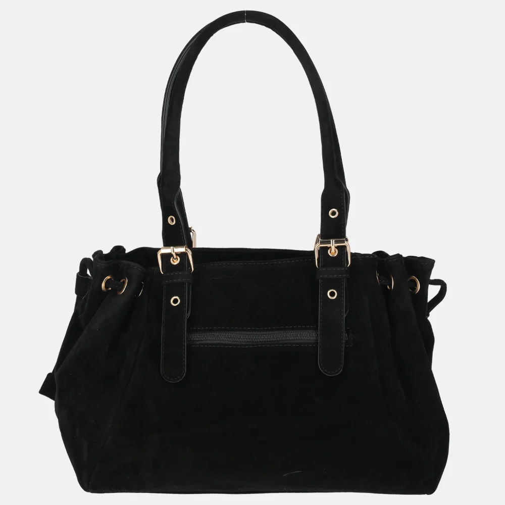 Flora & Co Suedine schoudertas noir bij Duifhuizen