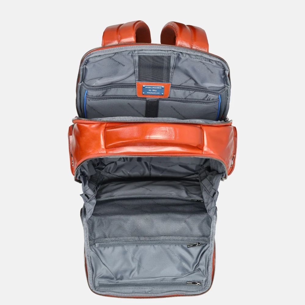 Piquadro Blue Square laptoprugzak 15 inch orange bij Duifhuizen