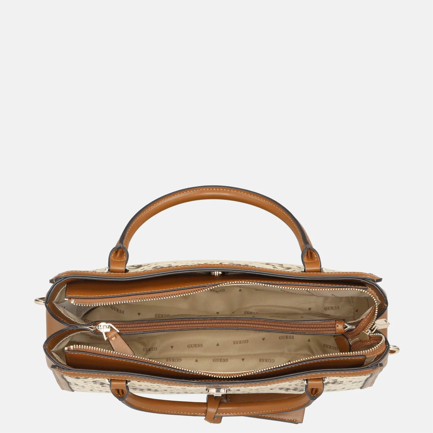 Guess Audrey girlfriend handtas latte logo bij Duifhuizen