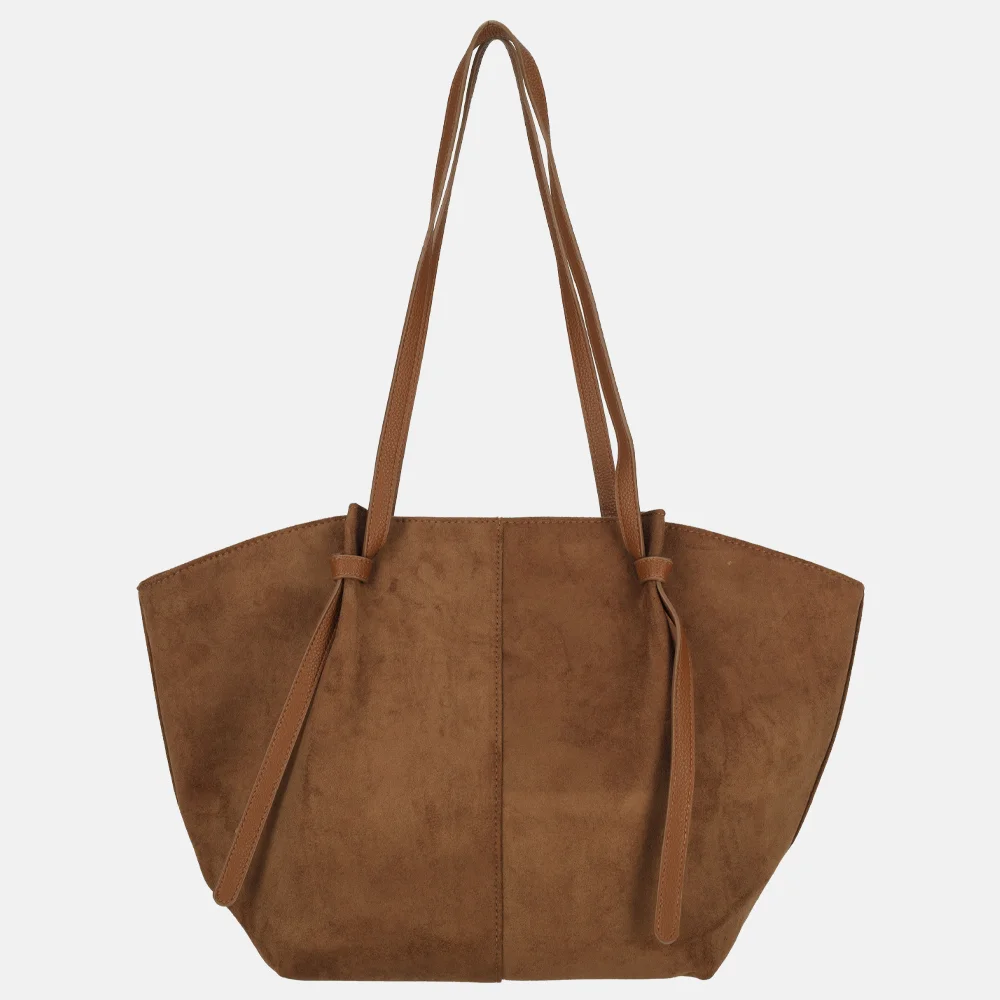 Firenze Suedine shopper L dark brown bij Duifhuizen