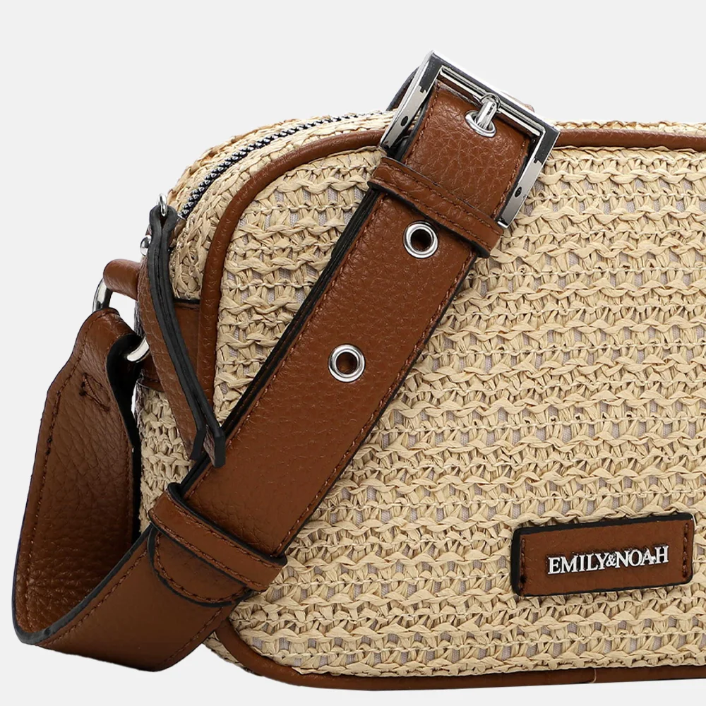 Emily & Noah Elda crossbody tas raffia sand bij Duifhuizen