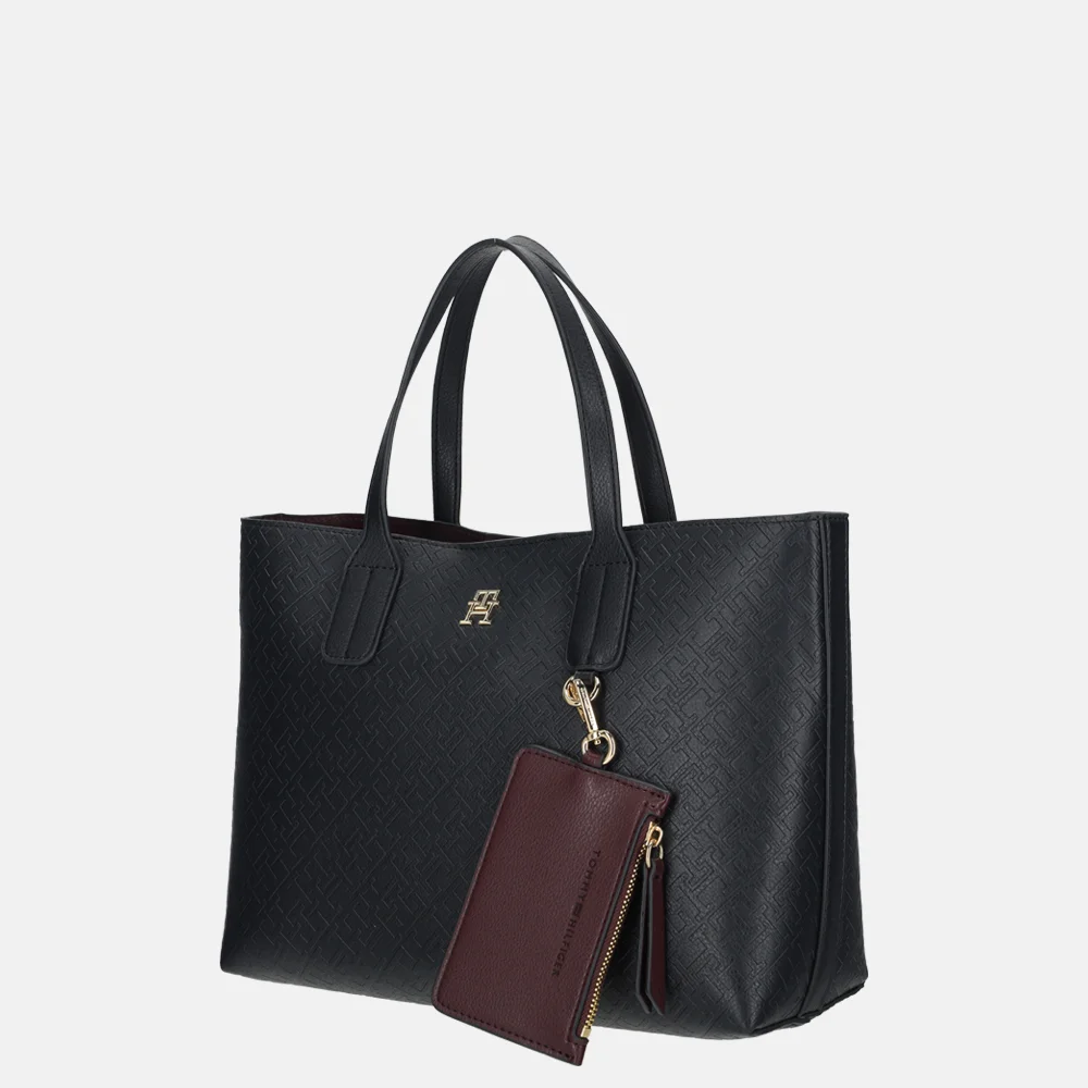 Tommy Hilfiger Icon mini tote handtas mono space blue bij Duifhuizen