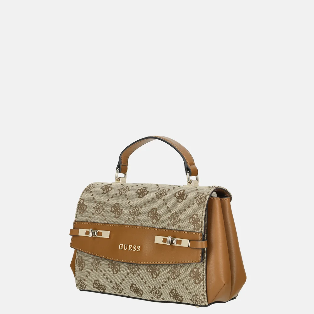 Guess Melinda top handle flap handtas latte logo bij Duifhuizen