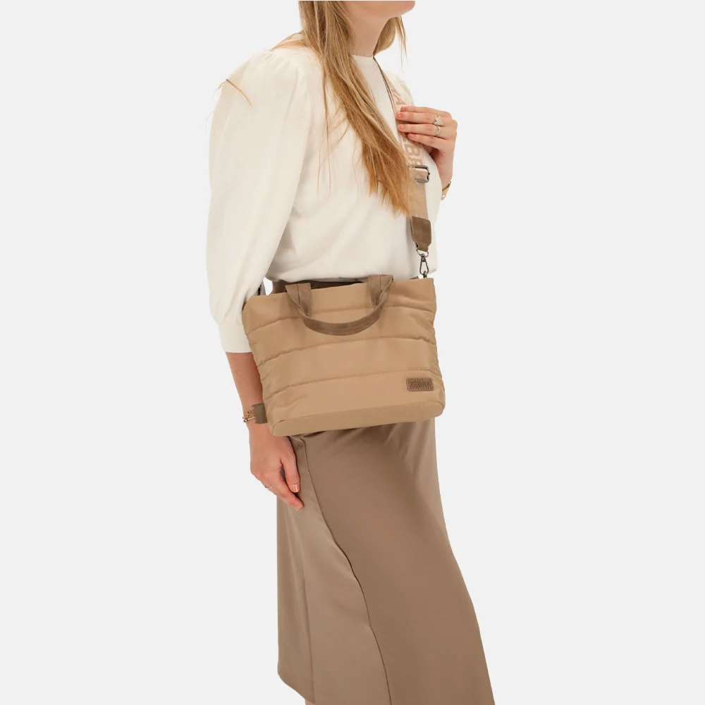 Zebra Trends Elske puffy handtas S taupe bij Duifhuizen