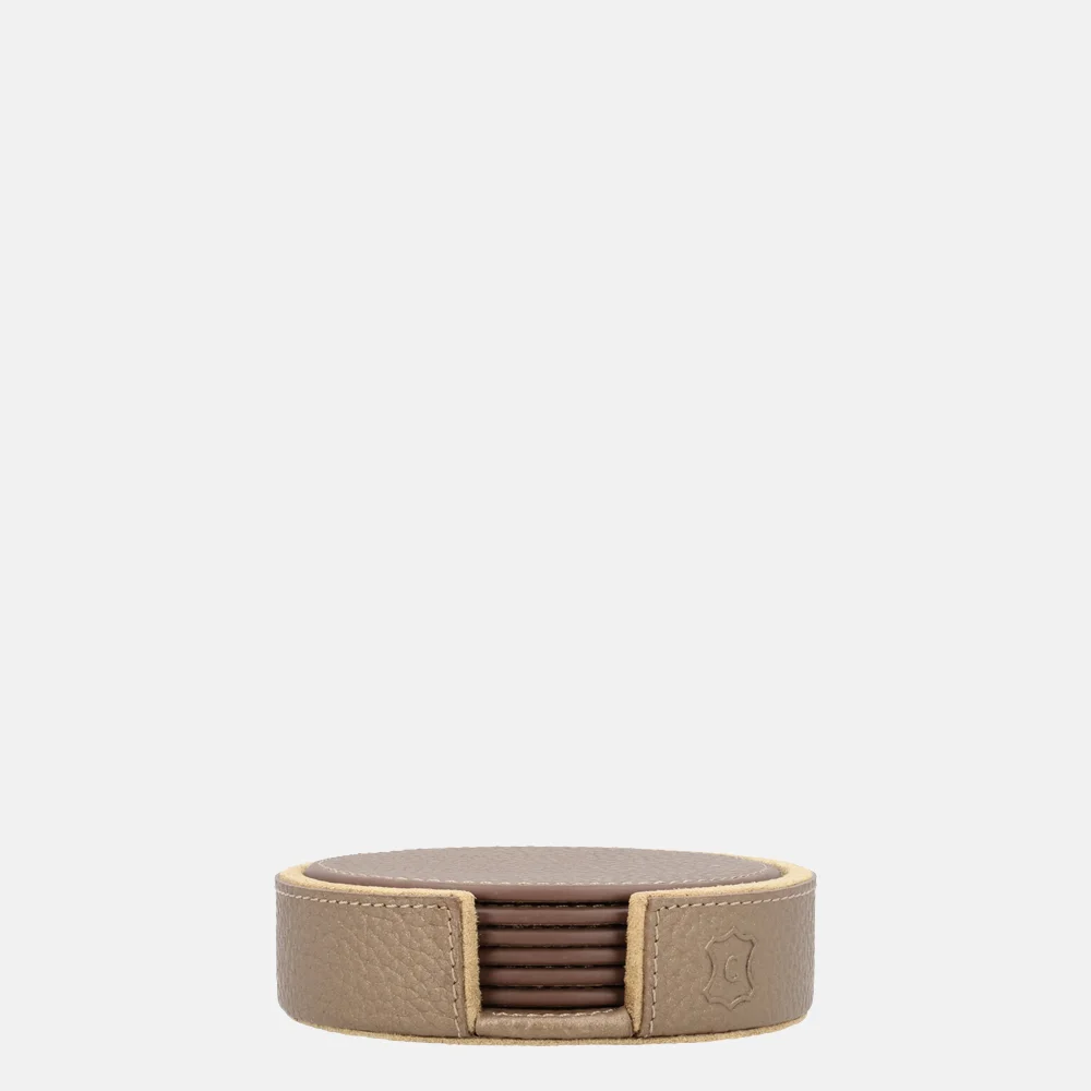 Chamada leren ronde onderzetters effen koper