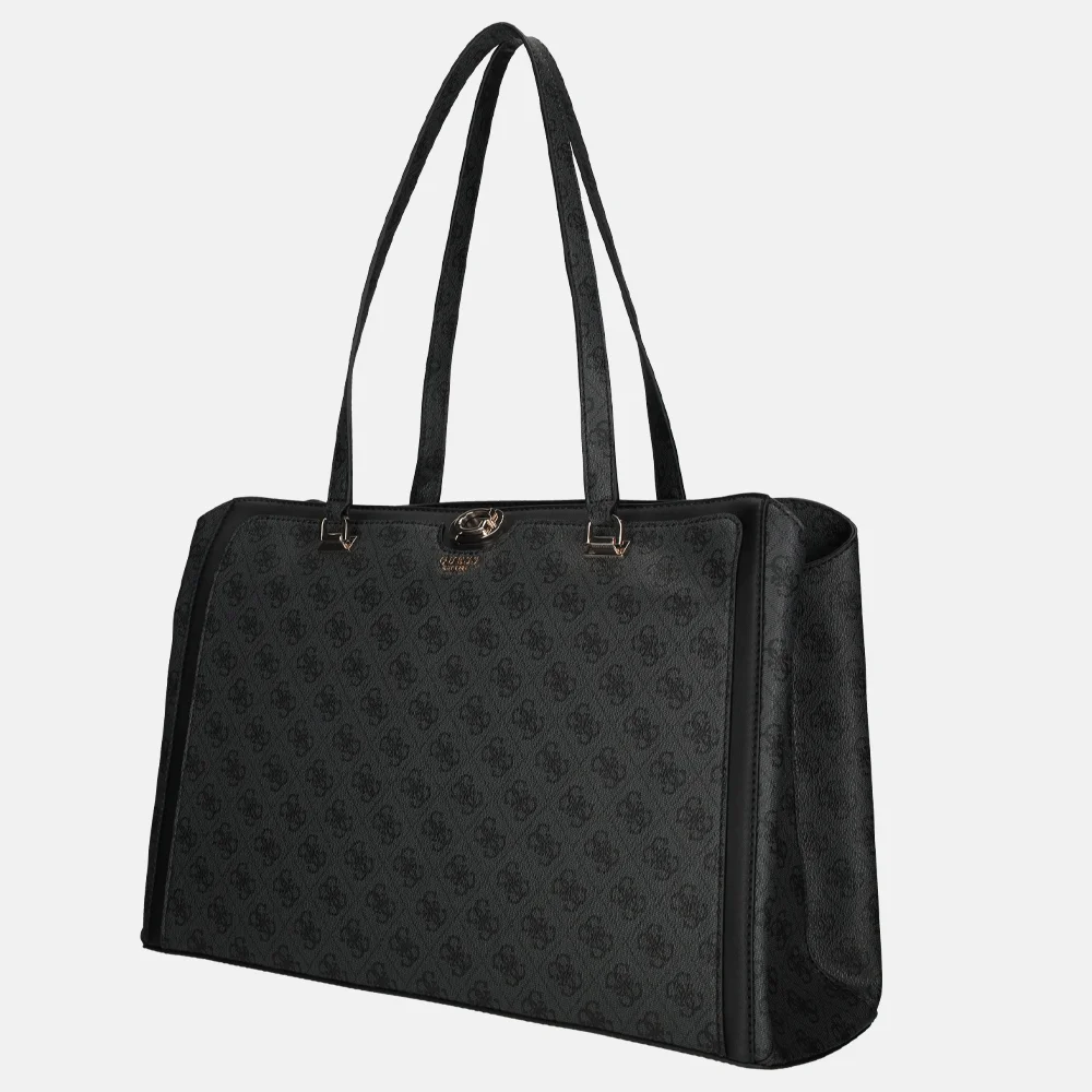 Guess Orlina travel tote shopper coal logo bij Duifhuizen