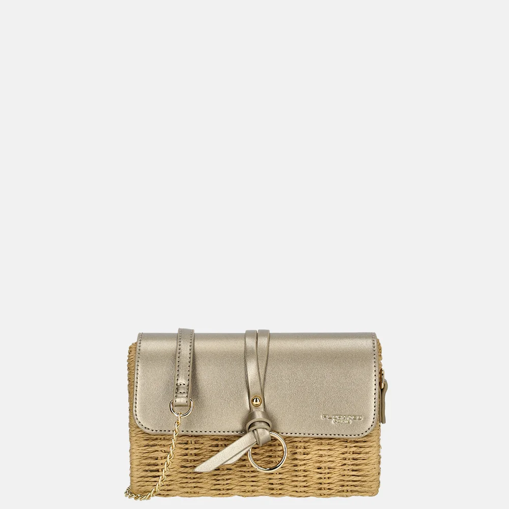 Flora & Co crossbody tas taupe metal