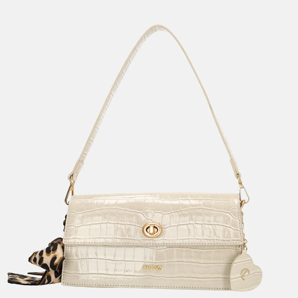 Charm London Knightsbridge schoudertas croco lak beige bij Duifhuizen